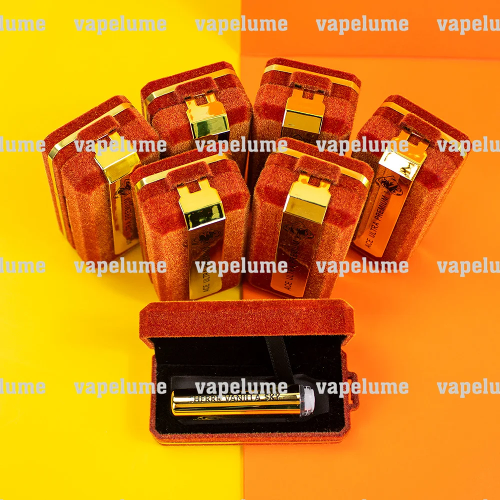 Ace Muhameds Cigarros Elétricos Vazios Nova Caneta Vape de Ouro Caixa Velet Vermelha Ultra Descartável Conjunto de Embalagem de Armazenamento de E-cigs Logotipo Personalizado