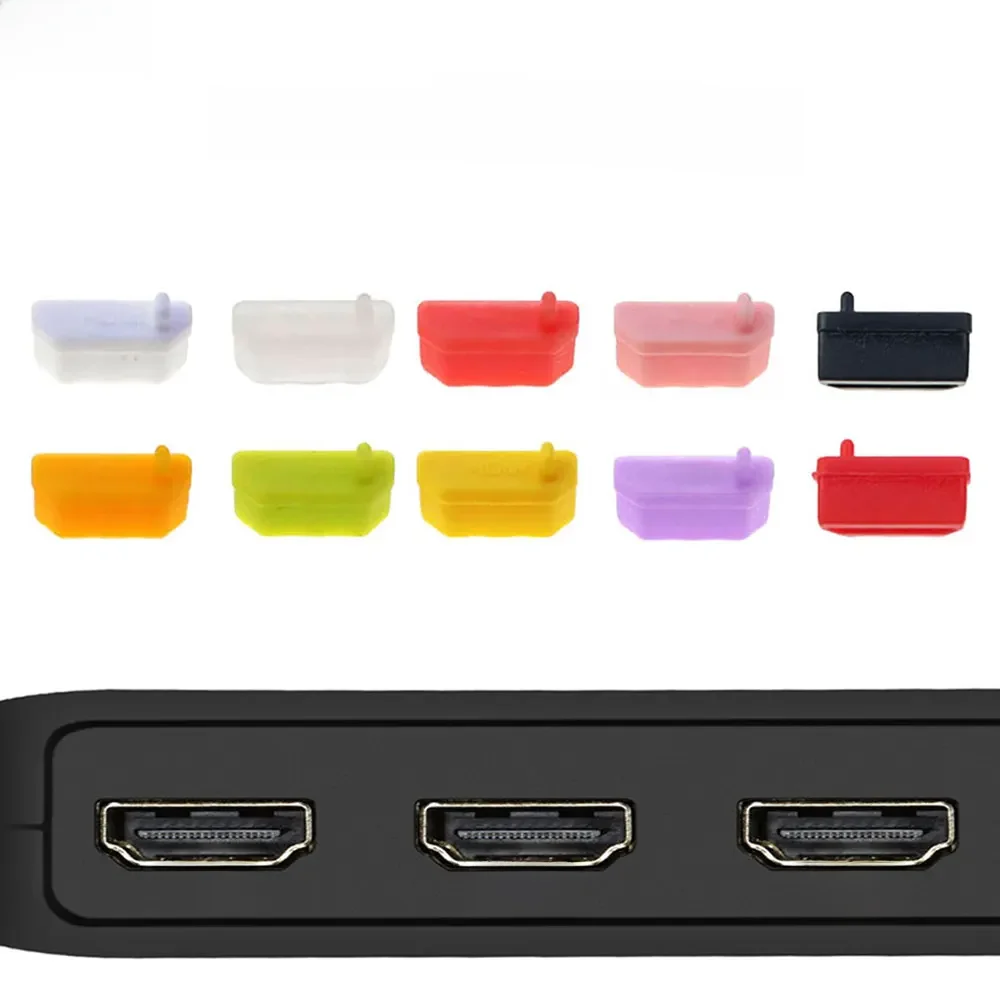 JCD 10 sztuk silikonowa zatyczka przeciwpyłowa uniwersalny pyłoszczelny port USB pokrywa interfejsu HDMI czarna do laptopa komputer stancjonarny — zdjęcie 2