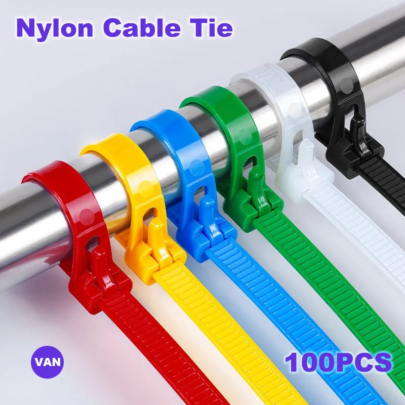 4/5/8mm*150mm/200mm/250mm/300mm/350mm/400mm 100PCS Zip Ties Reusable nylon cable tie color Black and White and  colorful Plastic