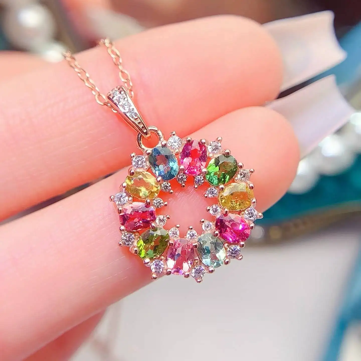 KJJWAXCMY Boutique Jewelry Impurity-Free Natural Tourmaline Pendant for Women, a Perfect Gift for Your Girlfriend