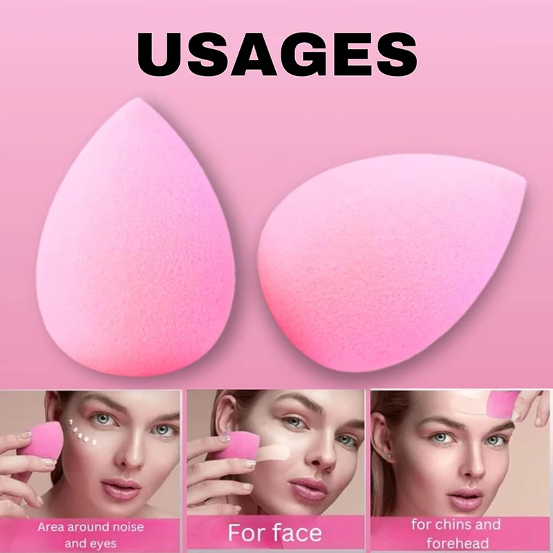Spugna di bellezza idrofilo senza lattice (forma a goccia d'acqua), design a doppio uso, sana e delicata sulla pelle, ideale per il trucco quotidiano e la tocca