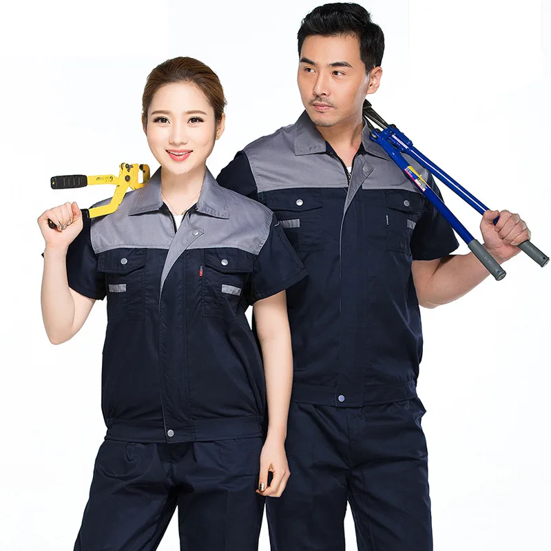 Mechanical Working Coverall Set Men\'s Summer Thin Work Clothes Workshop Worker Factory Clothes Auto Repair Engineering Uniform