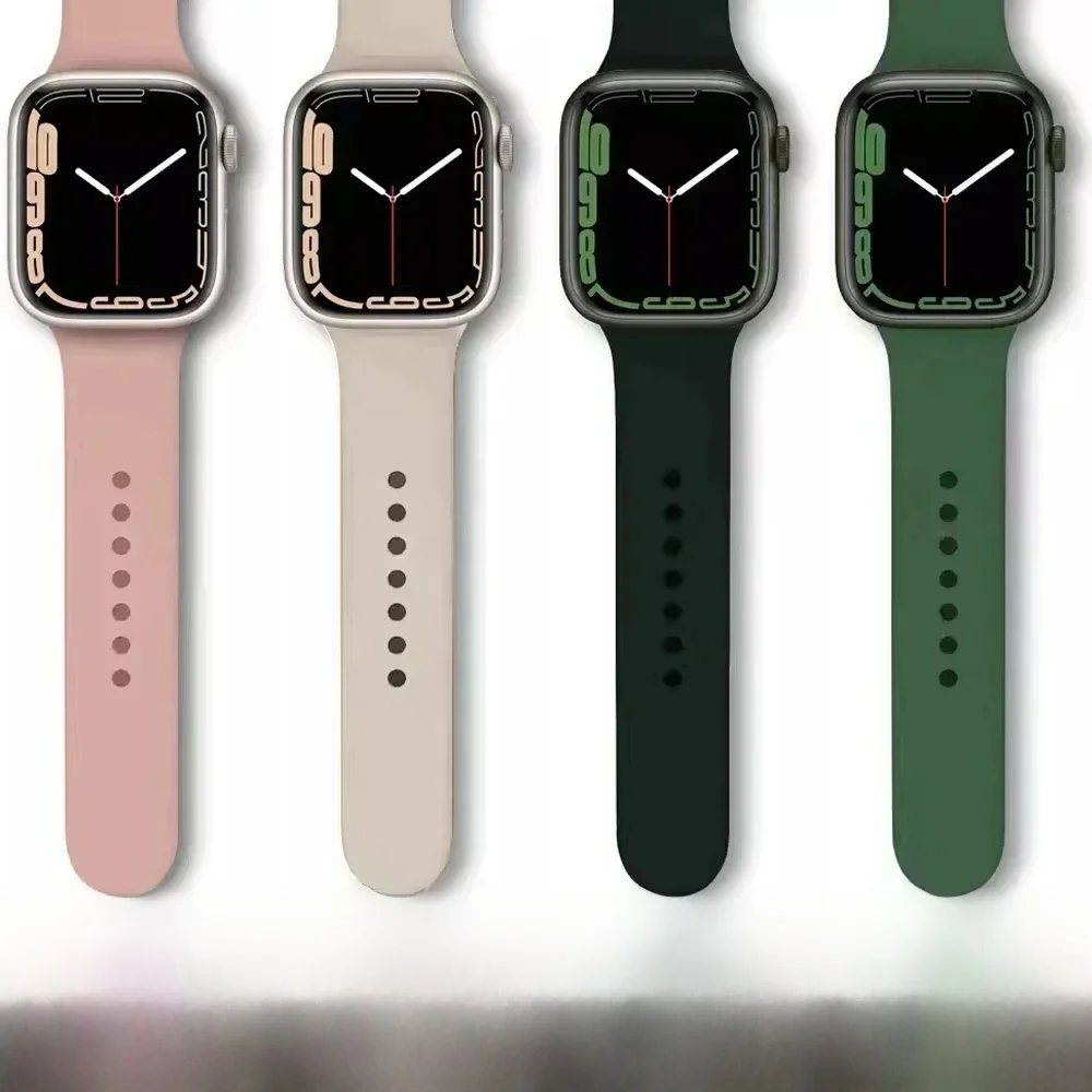Silikonowy pasek do Apple Watch 45mm 44mm 40mm 41mm 42-38mm 44 mm bransoleta sportowa iwatch series 8 7 6 5 4 3 SE 9 Ultra 2 49mm — zdjęcie 2