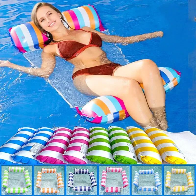 Zomer Zwemmen Opblaasbare Drijvende Watermatrassen Hangmat Streep Lounge Stoelen Zwembad Watersport Speelgoed Drijvende Mat Zwembad Speelgoed Kinderen - afbeelding 2