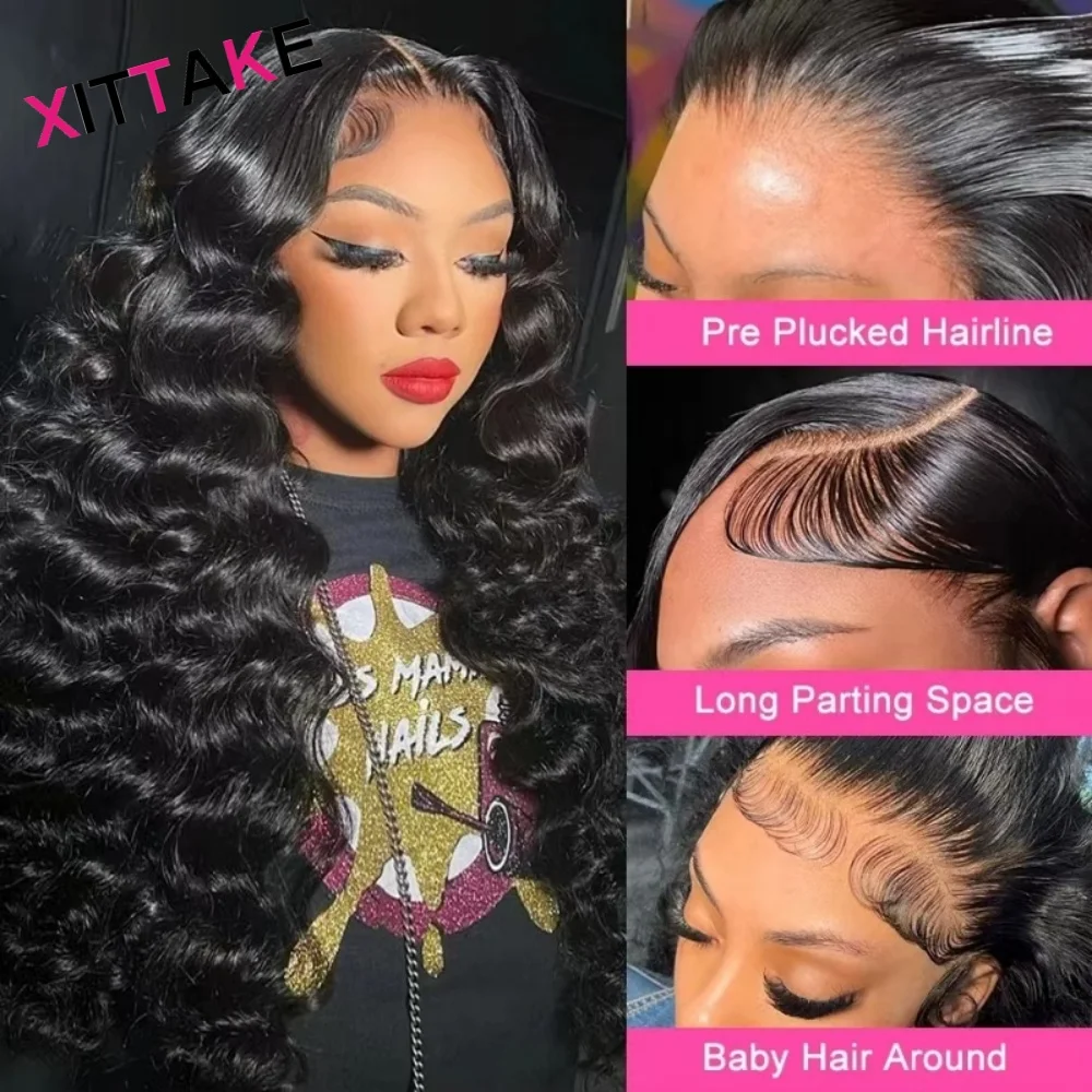 Deep Wave Lace Front Human Hair Wigs 13x4 Glueless Human Hair Wigs Natural Color 13x6 HD Transparent Lace Frontal Wigs For Women