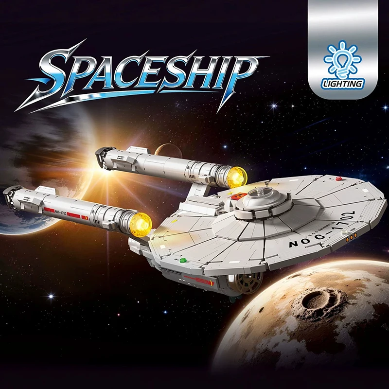 1663PCS Spacecraft MOC LED Building Block Set DIY Creative Model Kit Home Decor Birthday Puzzle Toy Gift for Adults
