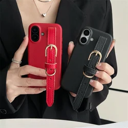 Luxury Leather Wristband Phone Case for Apple Cute Cover for iPhone 16 Pro 15 Plus 14 Pro 12 13 Pro Max 15Pro