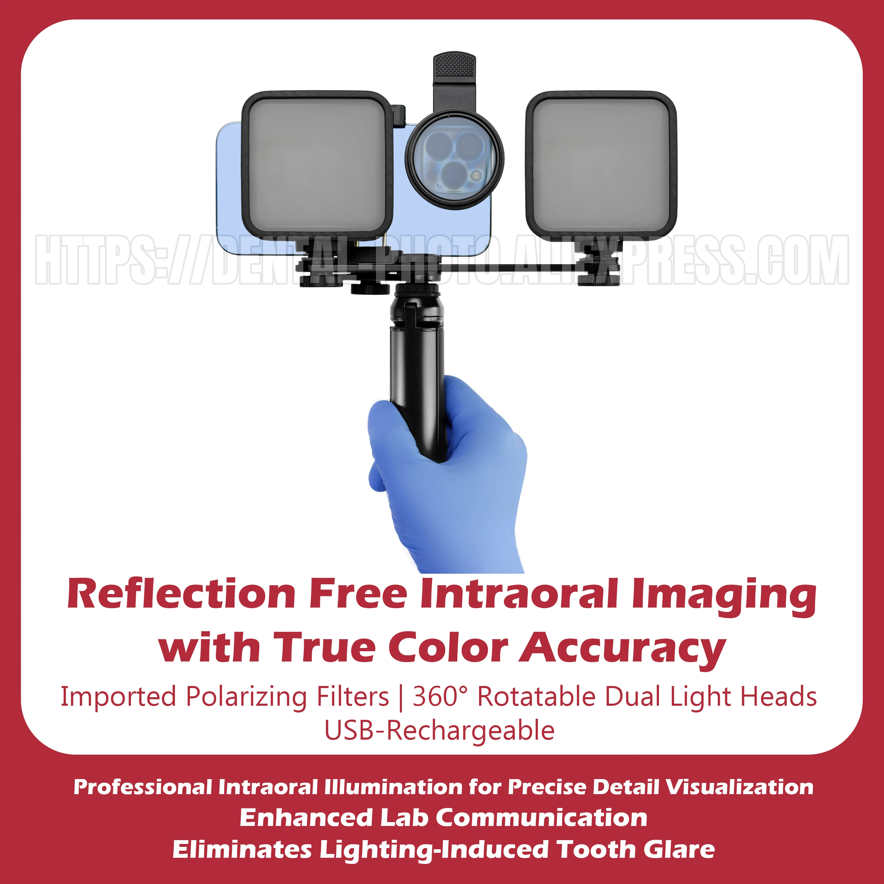 MK17 Mobile Phone LED Fill Light for Macro Photography, Nail Art, Dental Shade Matching, Non-Reflective Intraoral Portable Light