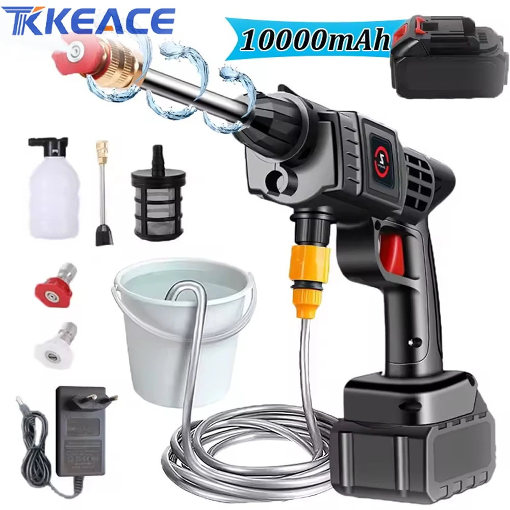 TKKEACE 50Bar nettoyeur haute pression sans fil laveuse pistolet à eau de pulvérisation lavage de voiture Machine de nettoyage d'eau à pression pour batterie Makita