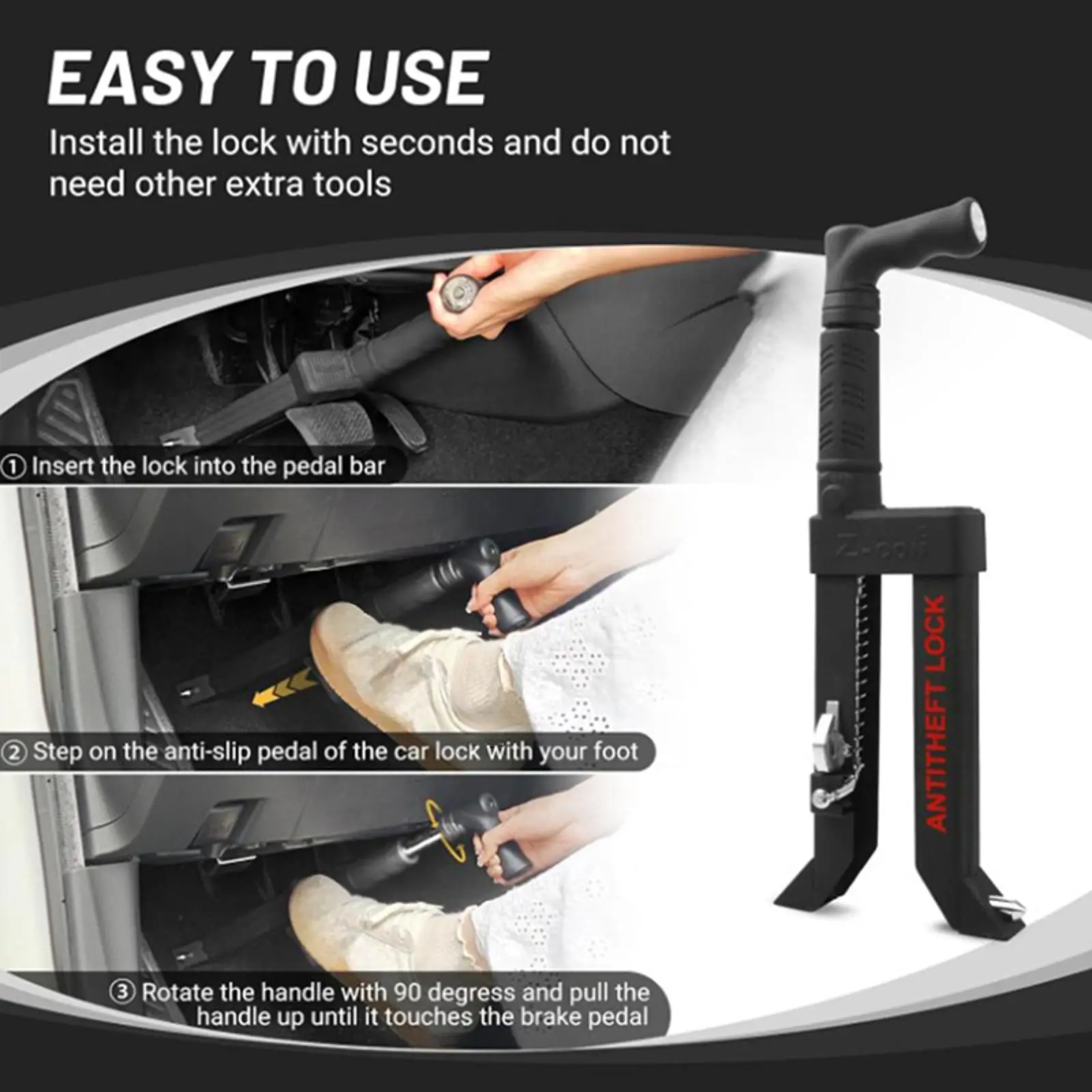 

Замок педали тормоза, автоматический сверхмощный автомобильный замок с 3-х ключами, замок тормозной муфты для фургонов, 5-15 мм, вынос педали тормоза, автомобильная промышленность