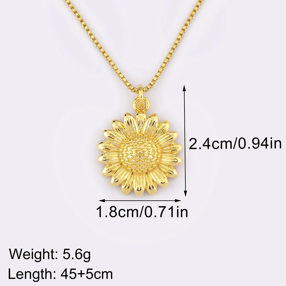 Nidin New Trendy Sunflower Shape Charm Pendant Necklace For Women Girl Birthday Party Copper Neck Jewelry Accessories Gifts