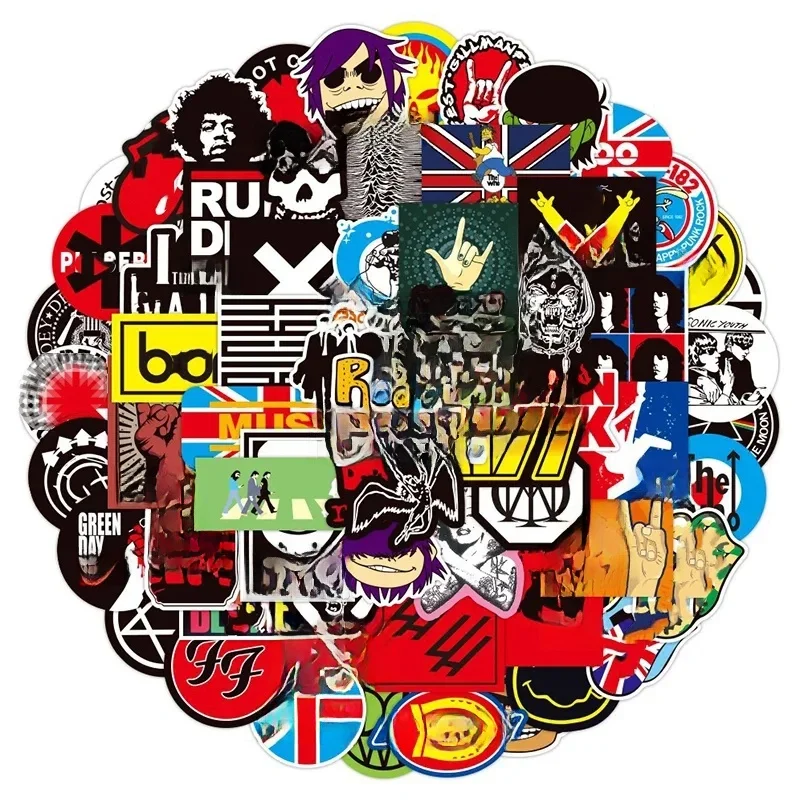 Autocollants Rock Roll classiques, décalcomanies groupe de musique, pour casque, JEPhone, ordinateur portable, moto, bagages, DIY bricolage, 100 pièces