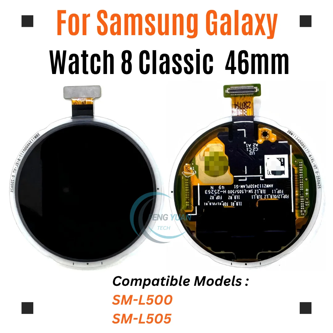 Tela sensível ao toque AMOLED de substituição para Samsung Galaxy Watch8 Classic 46mm SM-L500 SM-L505 Peças de reparo do display