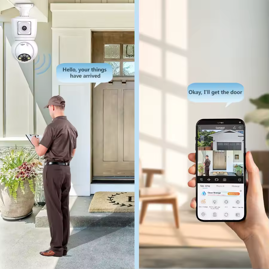 Security Camera Systems set being installed in a porch light.