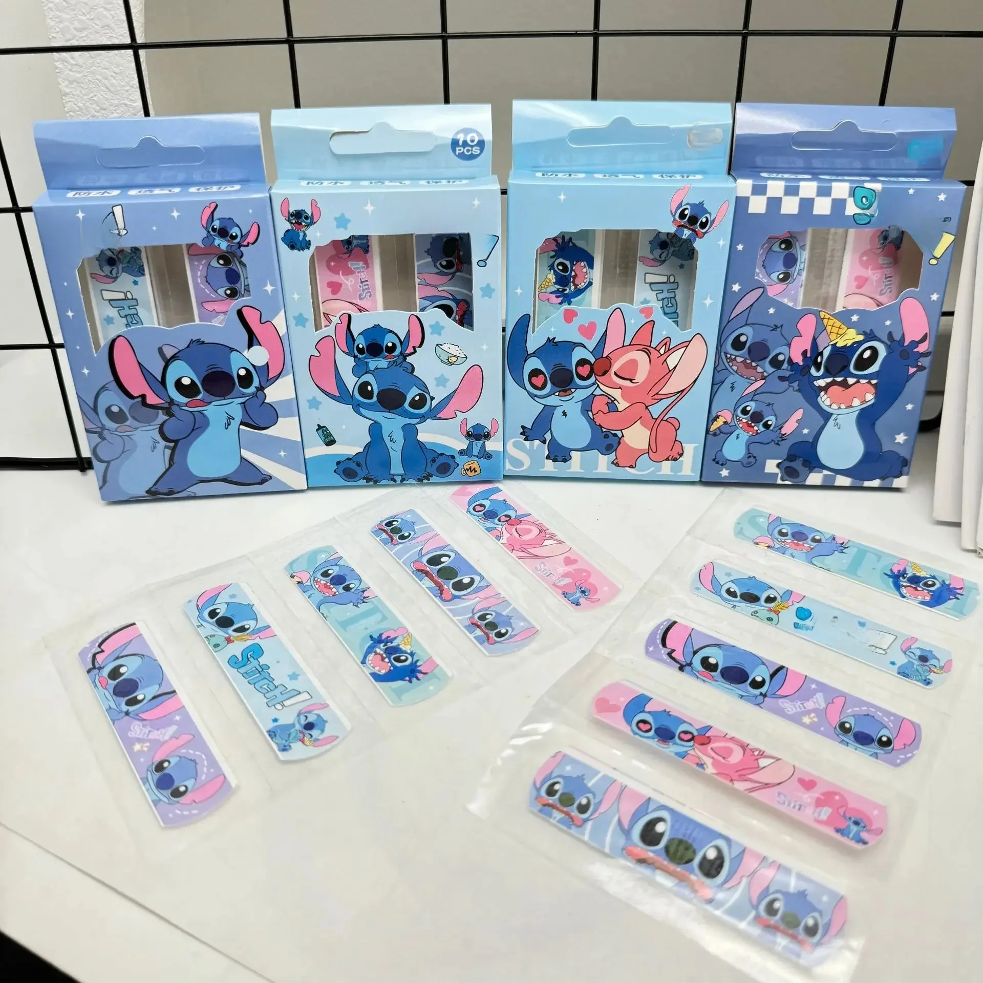 Bande de protection des plaies Disney Stitch, 10 pièces/boîte, bande de dessin animé pour enfants, Patch de doigt étanche, jouets pour enfants