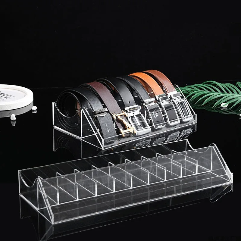 Clear 4-11 Compartment Acrylic Belt Shelf Display Rack Stand Belt Holder Belt Display Storage Box Closet Tie Bow Tie Organizer