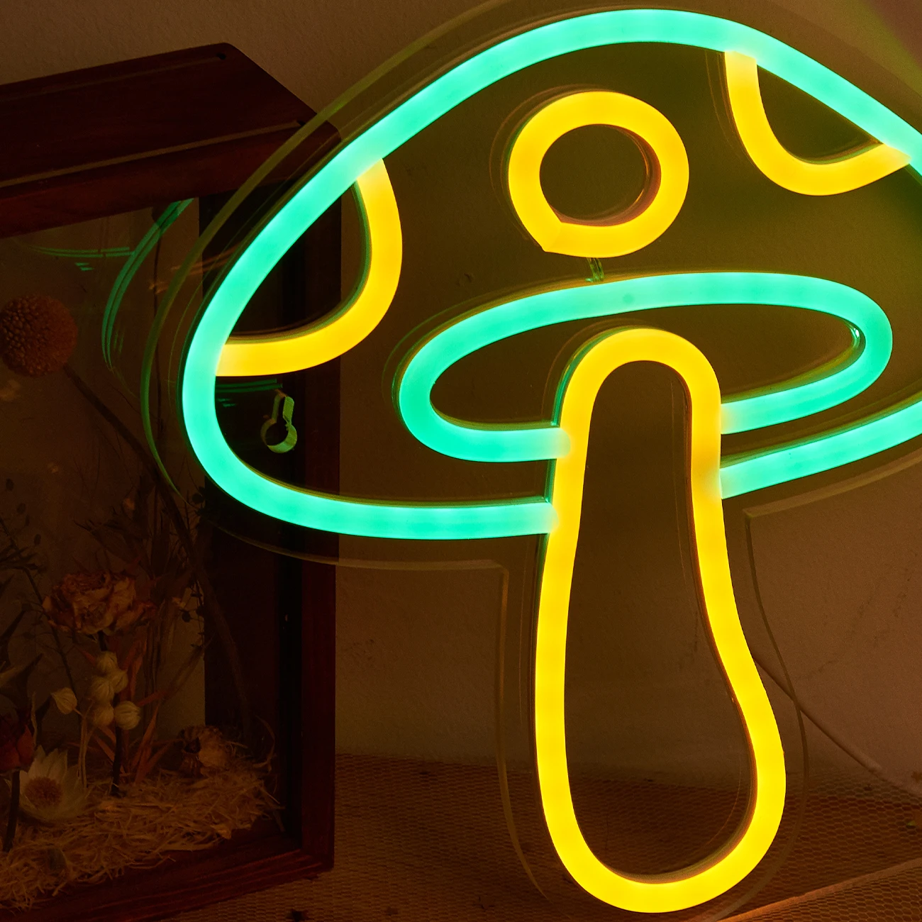 Chi-buy LED Neon Mushroom USB Powered Neon Signs Night Light 3D Wall Art & Game Room Bedroom Living Room Decor Lamp Signs