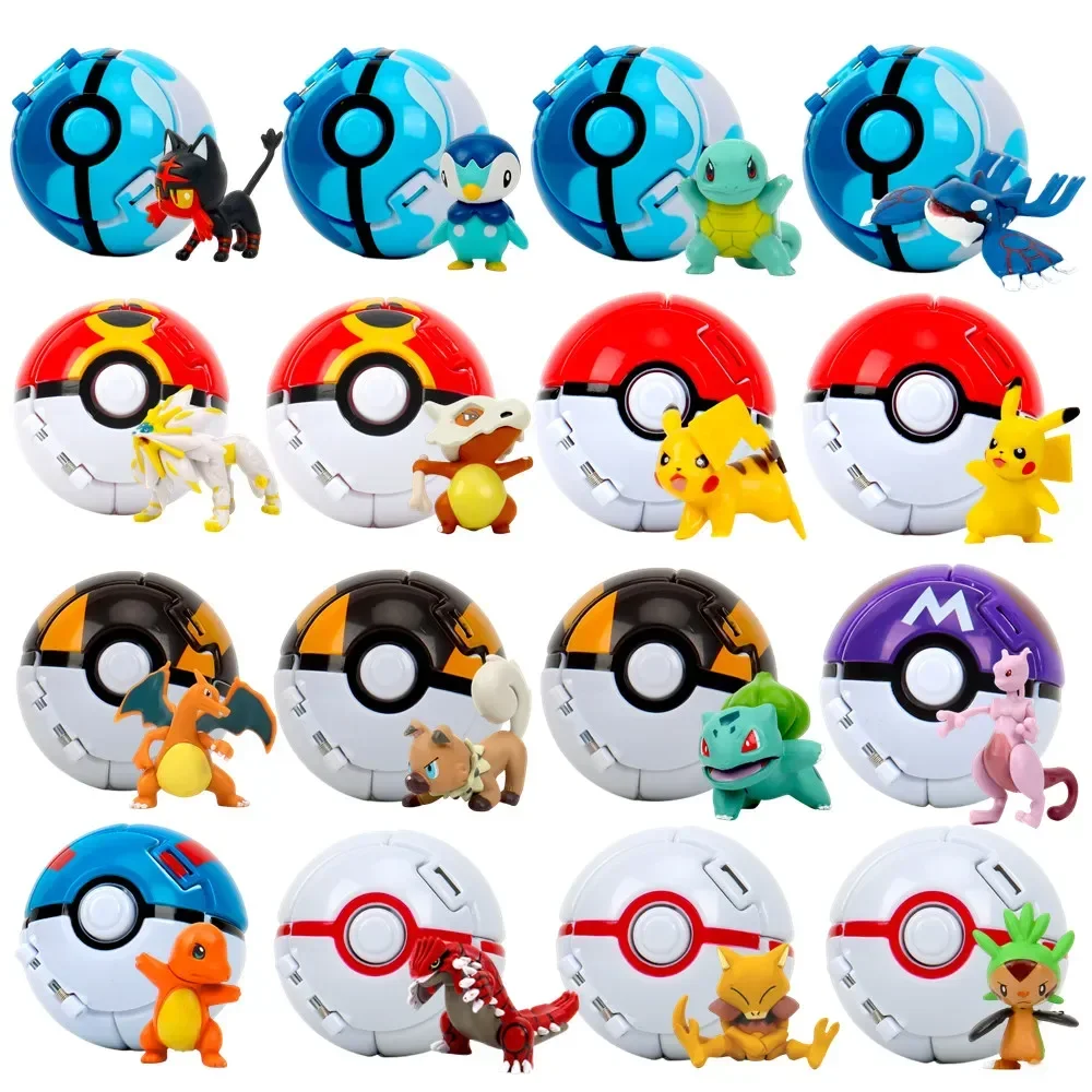 Pokemon elfe balle Pokeball Anime Figure dessins animés Pikachu Charizard Piplup Kyogre poche monstre animal de compagnie Anime Action modèle jouet cadeaux