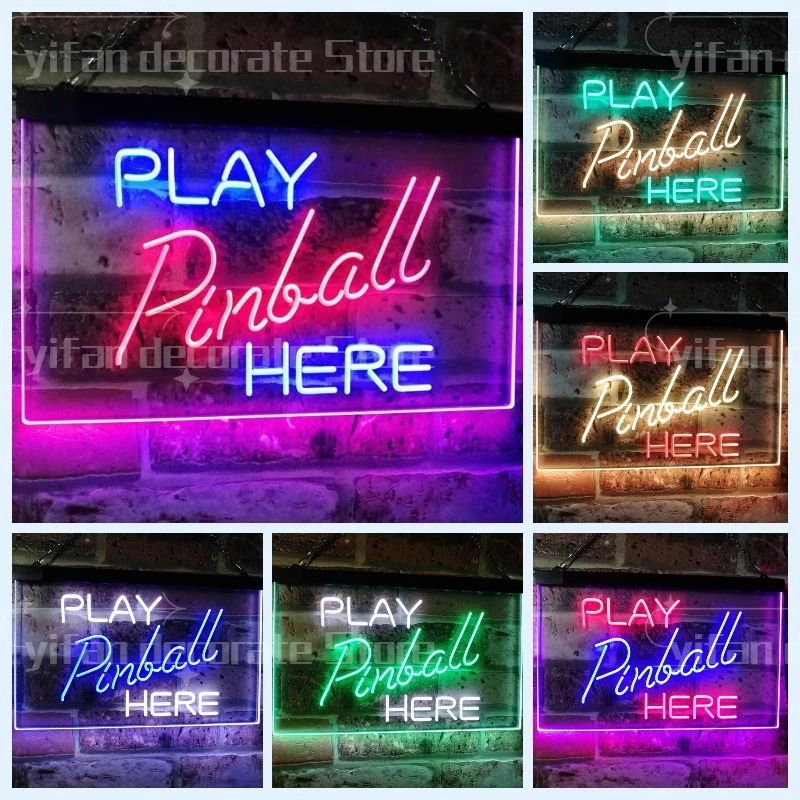 

Custom Dual Color Pinball Room Play Here LED Neon Signs for Personalized Gift Wall Luminous Lamp Shop Wall Game Room Decor