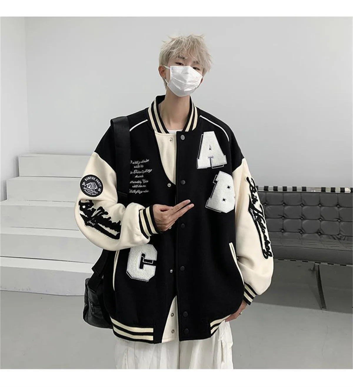 Y2k Lamb Wool Bomber Jacket Female Oversized Streetwear Men Ins Hip Hop Harajuku Fashion College Uniform Varsity Baseball Jacket