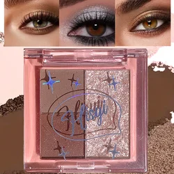 3-Color Eyeshadow Palette – Compact & Lightweight, Matte & Glitter, Earthy Nude Tones, Highly Pigmented, Smudge-Proof, Make up