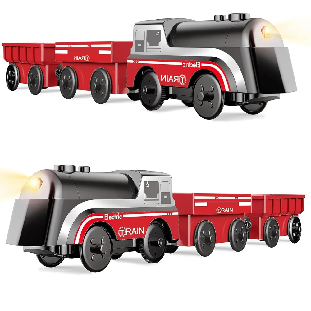 قطار بمحرك للمسار الخشبي مجموعة ألعاب القطار المكونة من 3 قطع، قطار يعمل بالبطارية متوافق مع توماس والأصدقاء، بريو وشوجينجتون