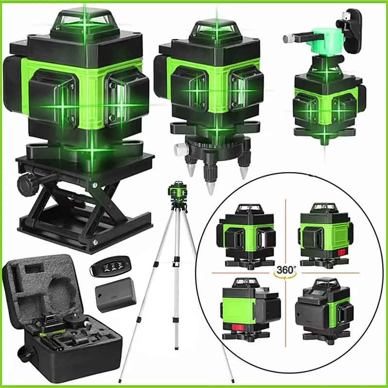 16/12 Lines 4D Laser Level green line SelfLeveling 360 Horizontal And Vertical Super Powerful Laser level green Beam laser level