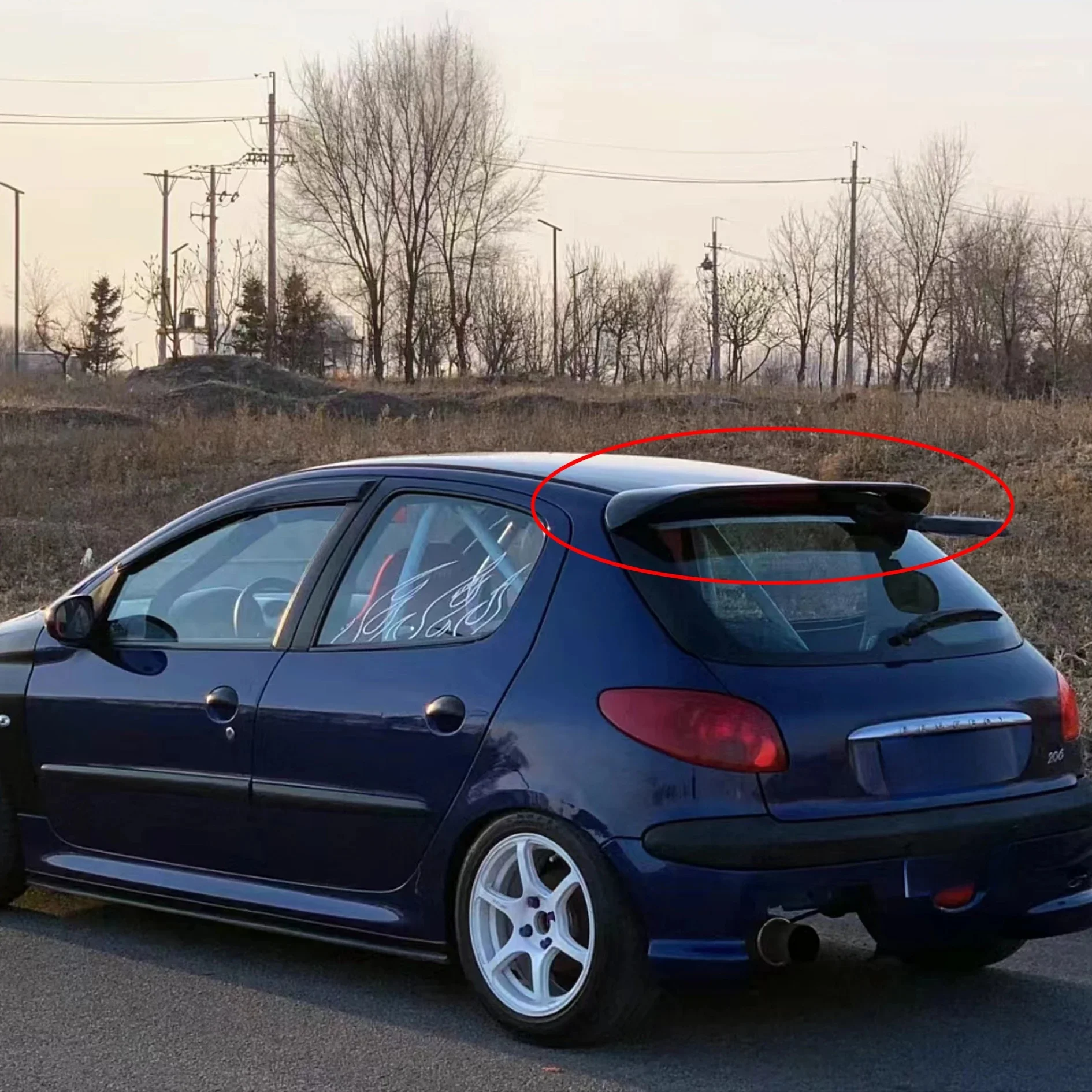 Becquet de toit pour coffre à bagages arrière Peugeot 206, accessoires de voiture noirs en carbone