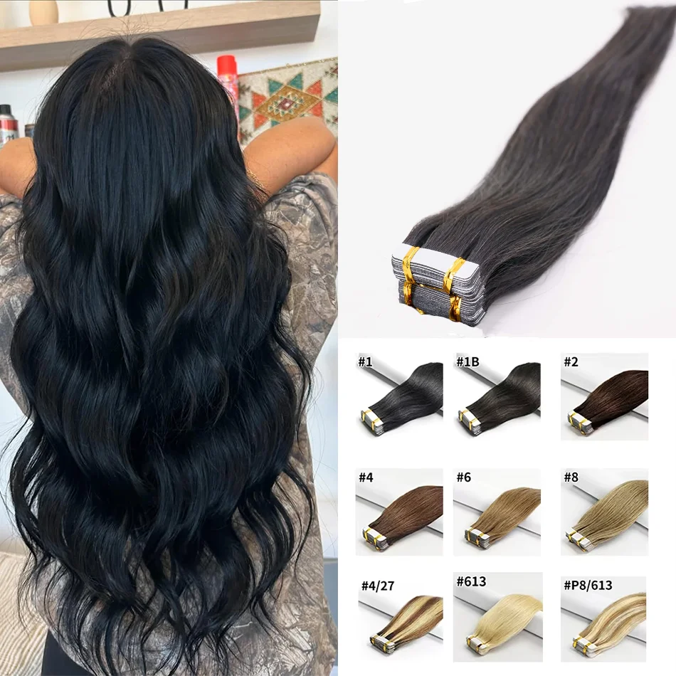 Tape in Human Hair Extension Straight Brazilian Human Hair Extension 2.5g 20pcs 50g Tapes Hair 100% Human Hair Natural Tape Hair