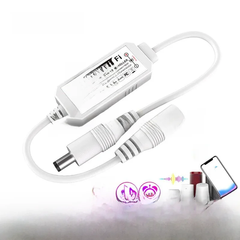 Jednokolorowy ściemniacz LED WiFi Kontroler DC 12V 24V 96W Smart APP Zdalne sterowanie ściemnianiem głosowym do monochromatycznej listwy świetlnej — zdjęcie 2