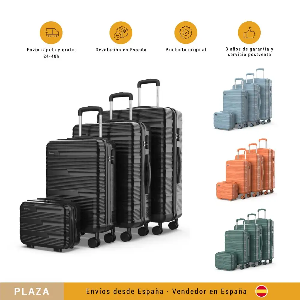 NUMADA Juego Maletas y Neceser 3/4pzs T10 ABS, Maleta Grande 78L, Maleta Mediana 60L y Cabina 55x40x20cm. Maleta grande solo en Set 4pzs