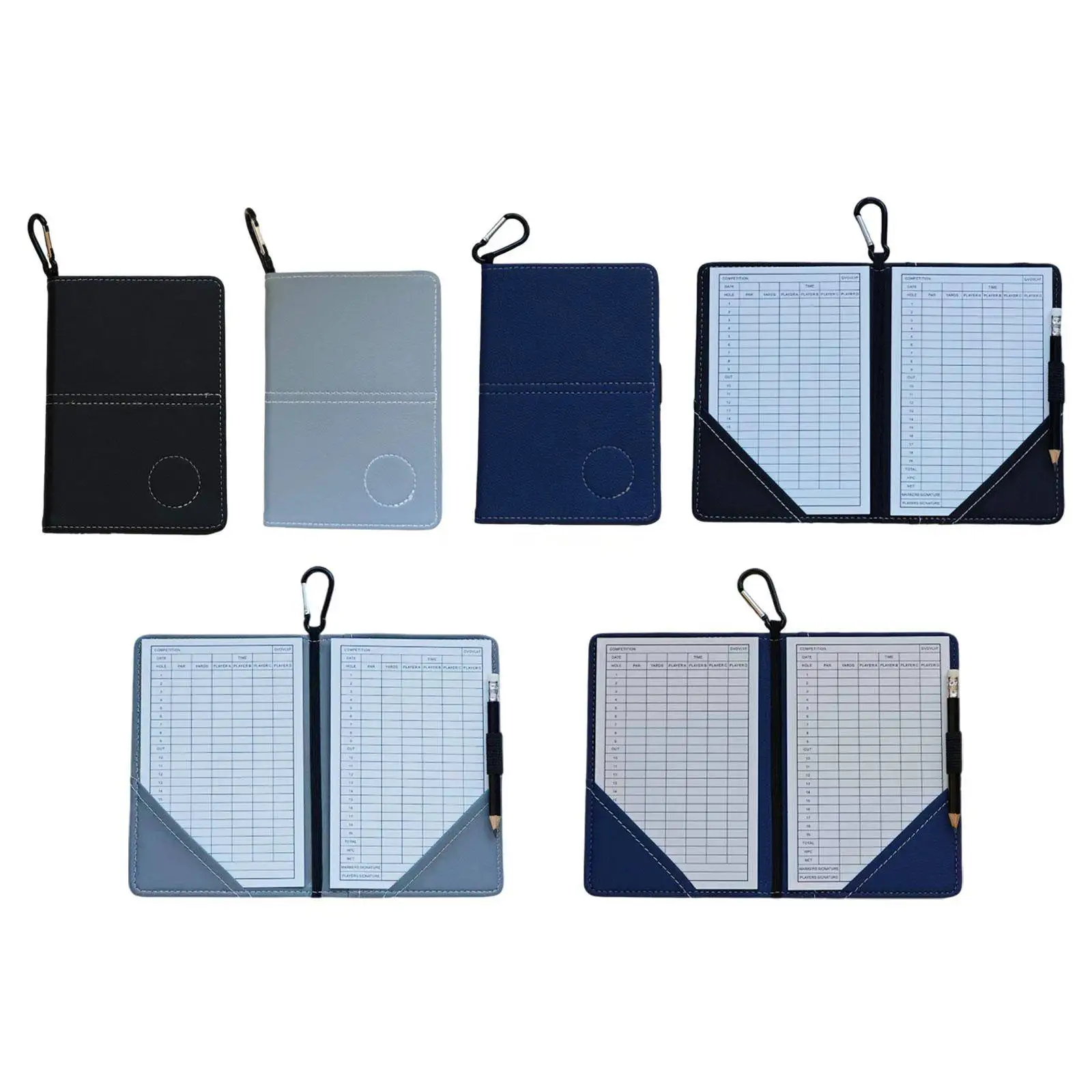 Golf Scorecard Holder Book Golf Score Card Notebook for Game Golfer Training,PU Leather Yardage Board Accessories Waterproof