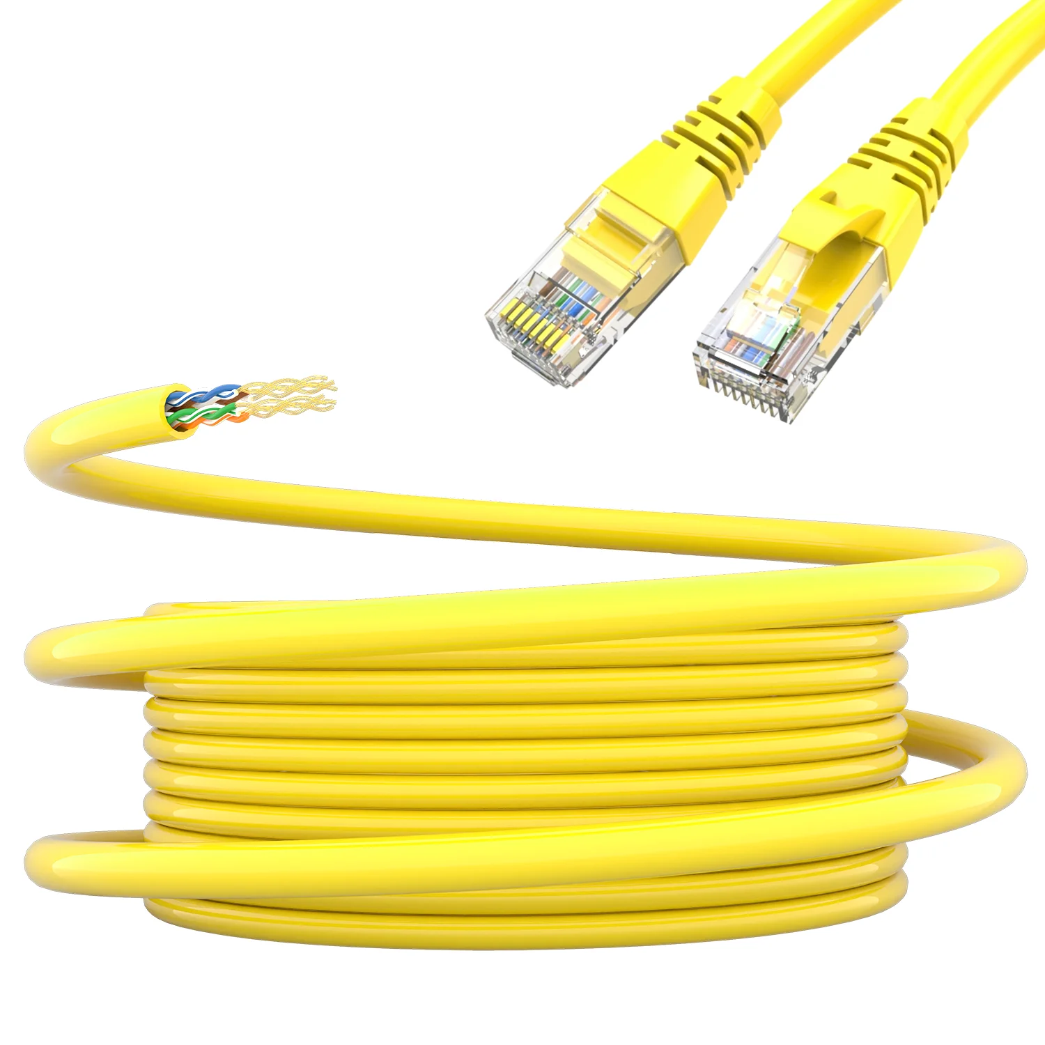 UTP Cat5e Ethernet patch cable with RJ45 plug Yellow 10M 15M 20M 25M 30M