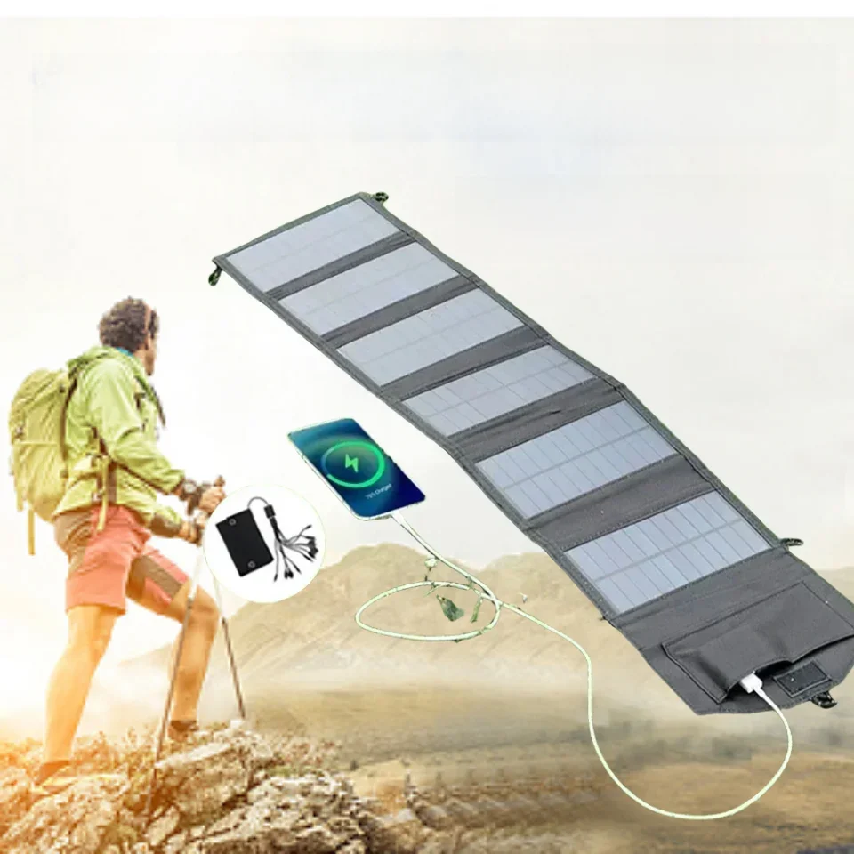Solar Panel 1000W USB Type-C Mobile Phone Charging Waterproof Outdoor Hiking Camping Portable Battery Bank Charging Panel