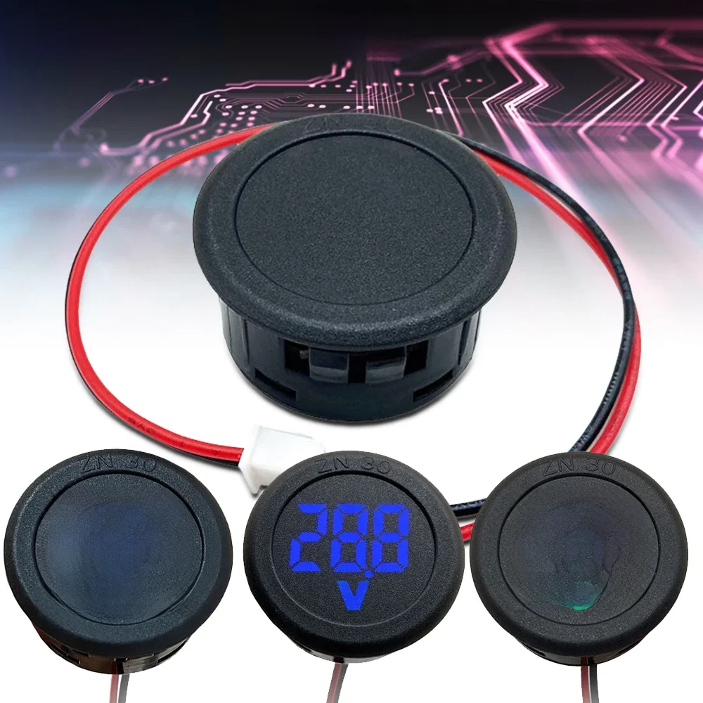DC4-100V Wyświetlacz LED Okrągły dwuprzewodowy woltomierz samochodowy Cyfrowy miernik napięcia w samochodzie Miernik napięcia Detektor napięcia Tester Panel monitora — zdjęcie 2