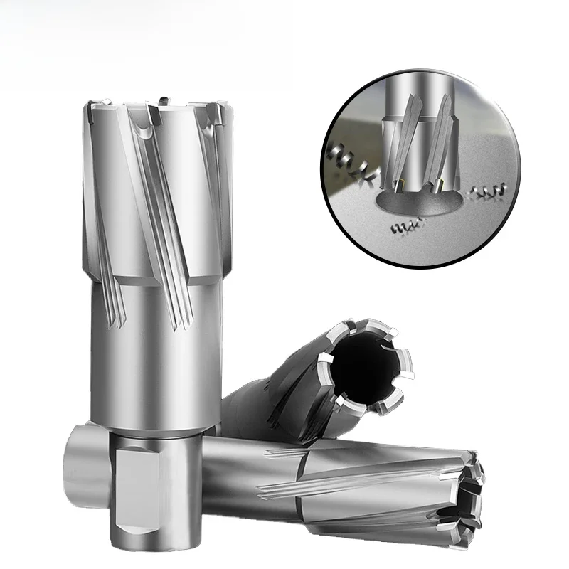 Frez pierścieniowy TCT AOCKE o średnicy 12-60mm X 35mm, trzpień Weldon 22 * 35mm, wiertło rdzeniowe z węglika spiekanego, otwornica do metalu 60 X 35mm — 2
