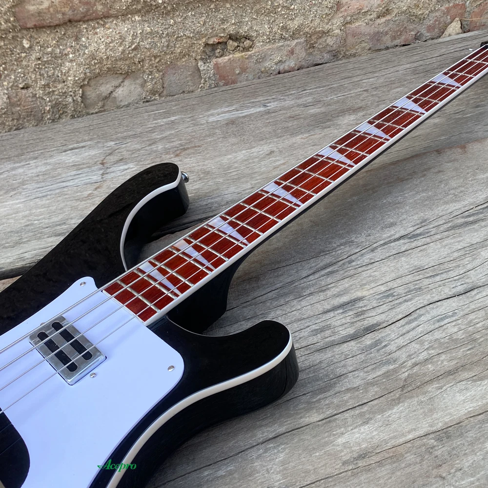 Neck Thru Body Electric Bass Guitar Black Color Adjustable Bridge 4 String bajo eléctrico, 20 Frets Rosewood Fretboard