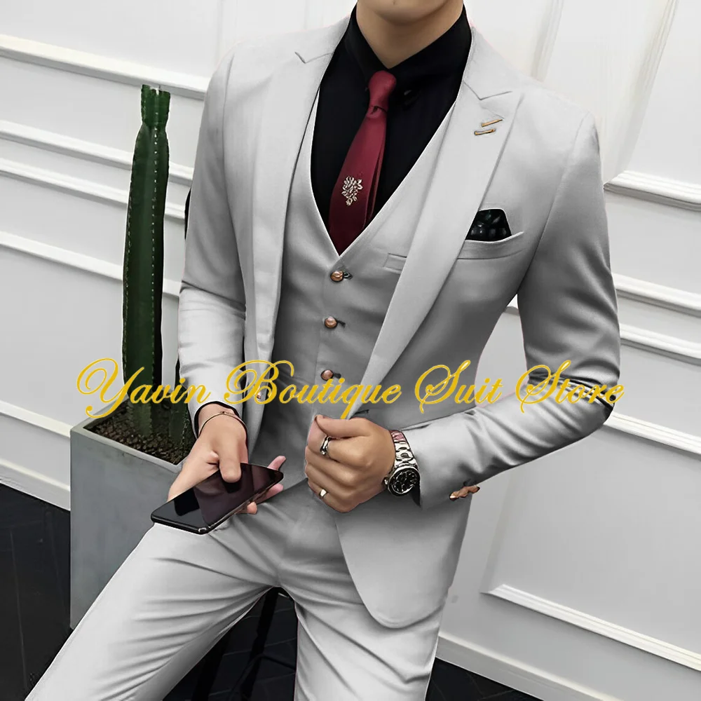 Formal Men's Suits Wedding Groom Tuxedo Prom Handmade Costume Fashion Jacket Vest Pants Man Blazer Suit