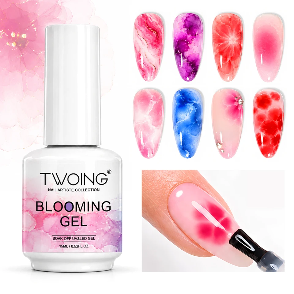TWOING Blooming Gel 15ml UV LED Remojable, Efecto de Expansión de Color, Diseño Mármol, Acuarela, DIY