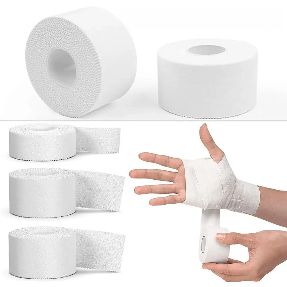 2.5/3.8/5cm 9.1Meters Sport Athletic Waterproof Cotton White Boxing Adhesive Tape Strain Injury Support Sport Binding Bandage
