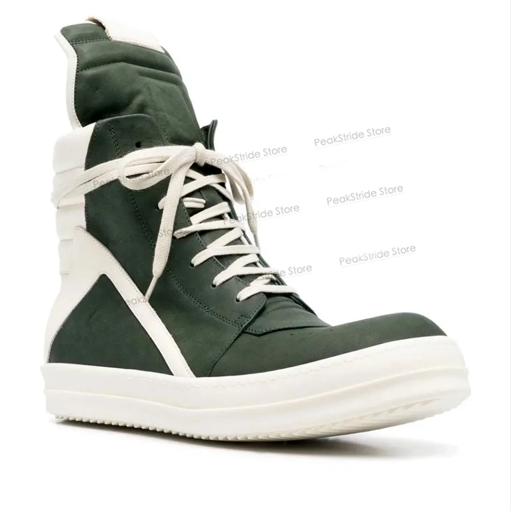 أحذية رياضية عالية الجودة للرجال والنساء، جلد بلوري، أحذية كاحل بسحاب أخضر، أحذية رياضية مسطحة، طراز مصمم فاخر #6