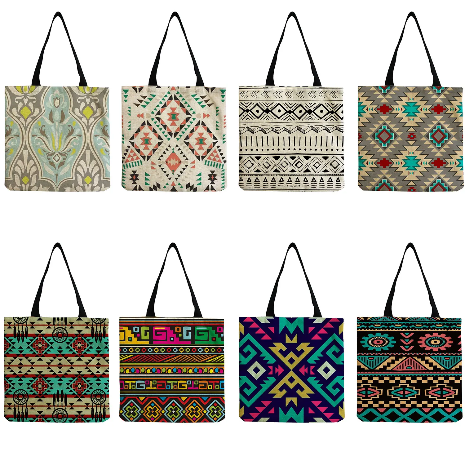

Geometric Flower Mandala Women's Shoulder Bag Travel Storage Handbag Print Large Capacity Tote Bag Ladies Shopping Bag Foldable