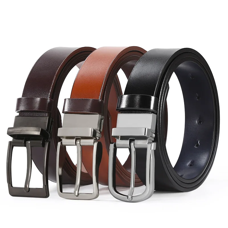 

2024 New Faux Leather Belt with Rotary Buckle Men's Belt for Jeans Casual Pants with Holes Decorative Business Belt