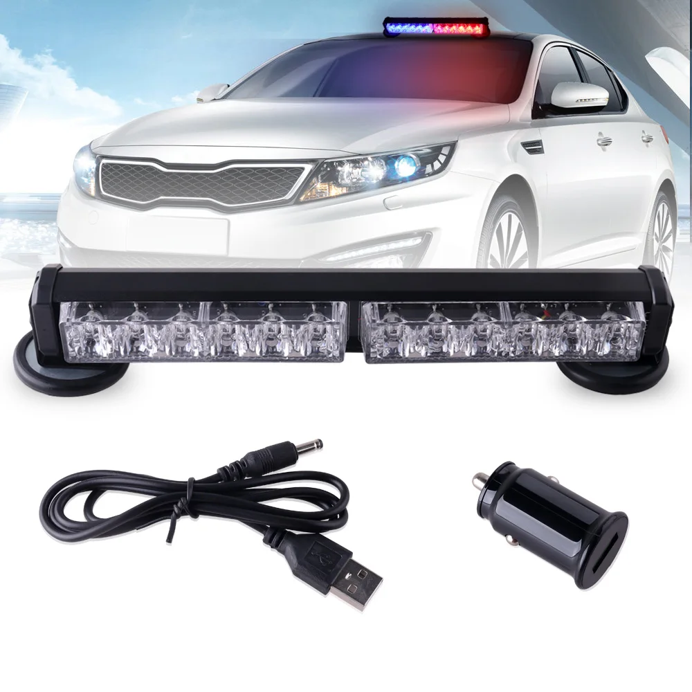 

316-2Car LED High Brightness Emergency Strobe Amber Light Bar 12V Car Warning Lamp Magnetic Mount Emergency and Road Safety