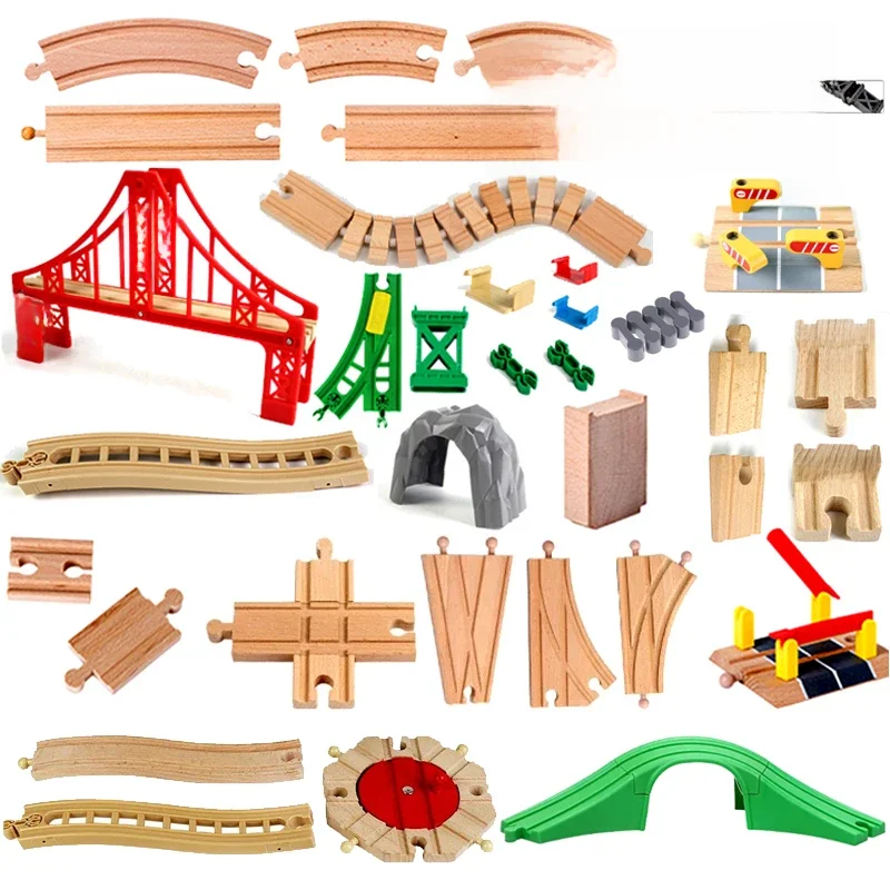 Holzschiene Eisenbahnspielzeug Buchenholz Eisenbahngleis Zubehör Passend für alle Marken Holzschienen Lernspielzeug für Kinder