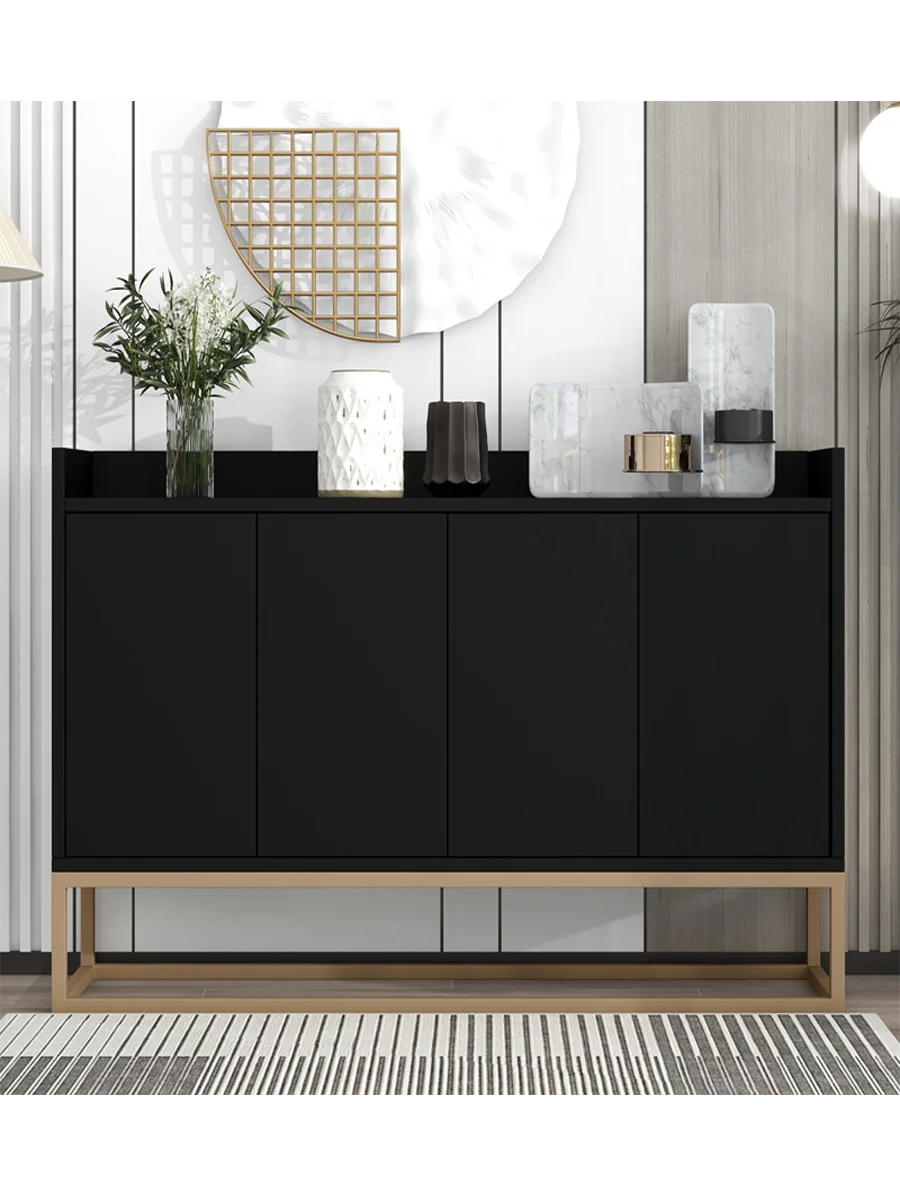 Anajqaqia 120 x 30 x 80 cm Küchen-Sideboard, moderner Buffetschrank mit 4 Türen, mit verstellbarem Regal und Metallbeinen, für Wohnzimmer, Esszimmer
