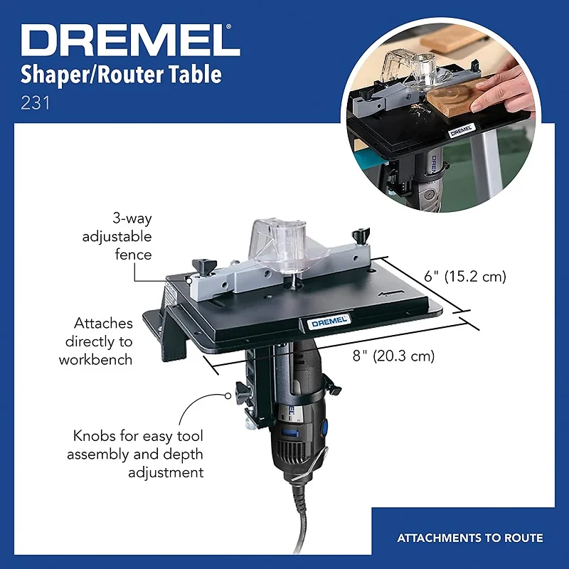 Dremel 231 Portable Rotary Tool Shaper and Router Table- Woodworking Attachment Perfect for Sanding Shaping and Trimming Edges