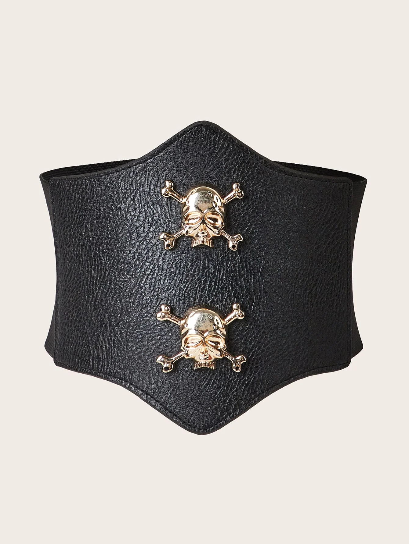 Women's Black Skull Studs Studded Waist Leather Corset Belt Suitable For Party And Daily Use