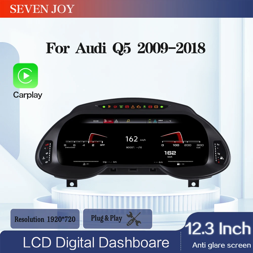 

12,3-дюймовый HD-экран для Audi Q5 2009-2018, спидометр, приборная панель, Plug and Play, цифровая приборная панель HD LCD