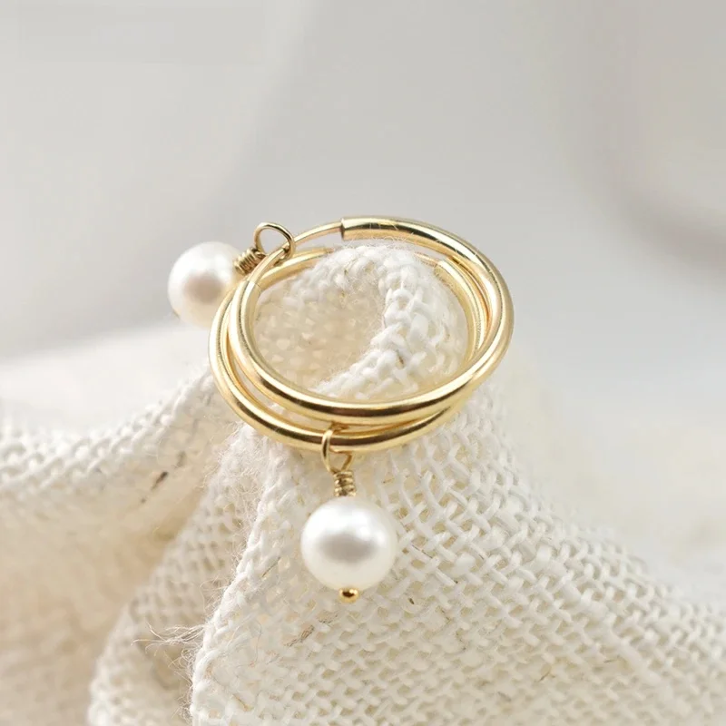 Kolczyki koła Ręcznie robione naturalne perły Kolczyki Biżuteria wypełniona złotem Kolczyki koła Boho Brincos Pendientes Oorbellen — zdjęcie 2